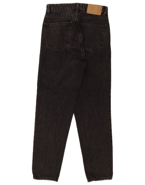 Zara Womens High Rise Tapered Jeans EU 34 2XS W24 L27 Black Cotton