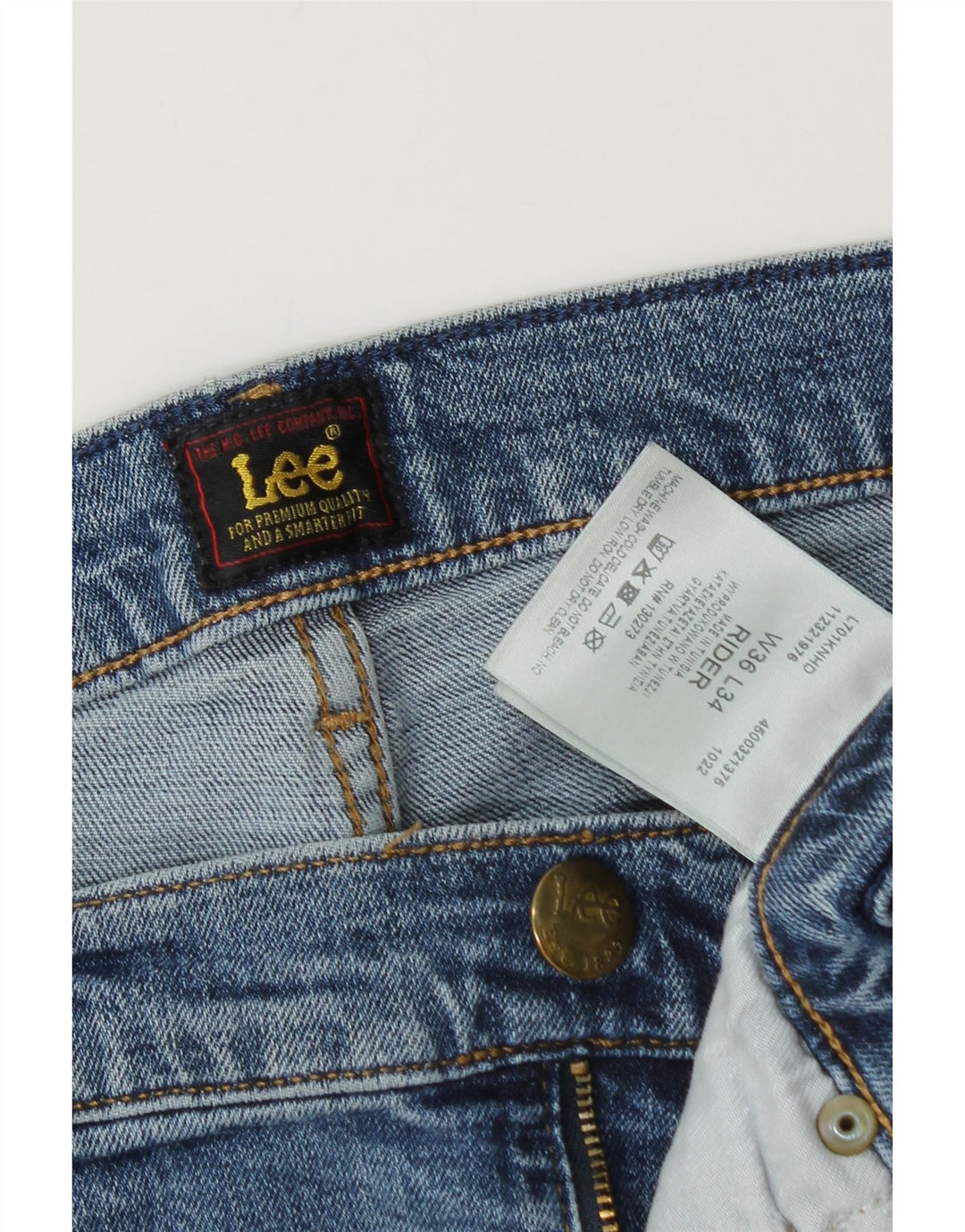 Lee Mens Rider Slim Jeans W36 L32 Blue Cotton