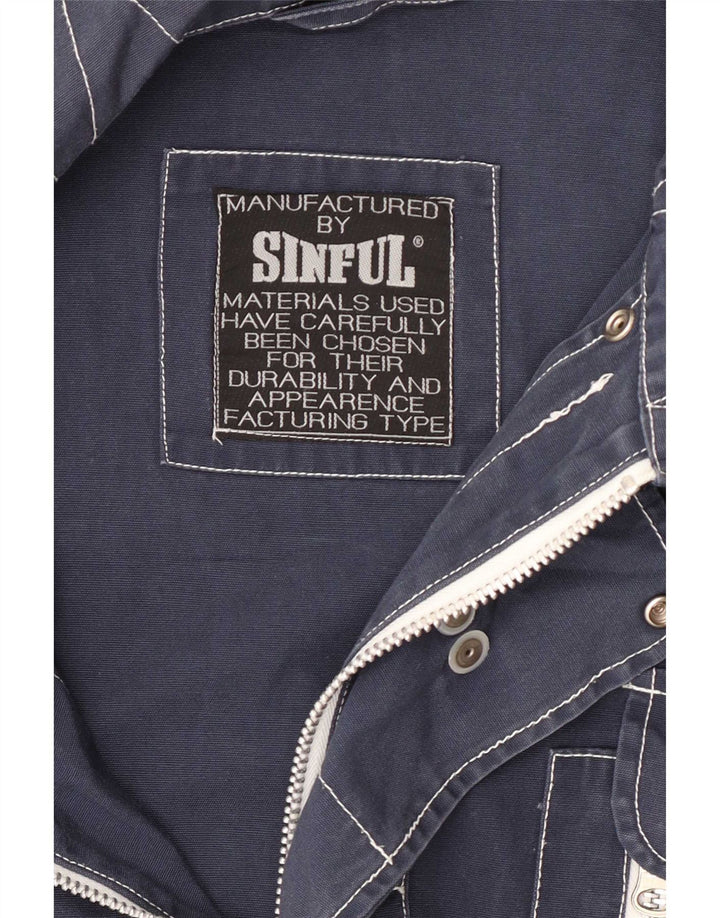Sinful Mens Utility Jacket UK 44 2XL Navy Blue