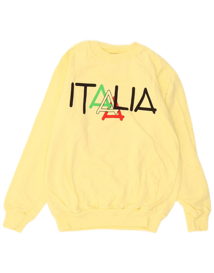 Assisi Mens Italia Graphic Sweatshirt Jumper Medium Yellow Cotton