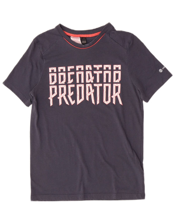 Adidas Boys Regular Graphic T-Shirt Top 13-14 Years Navy Blue Polyester