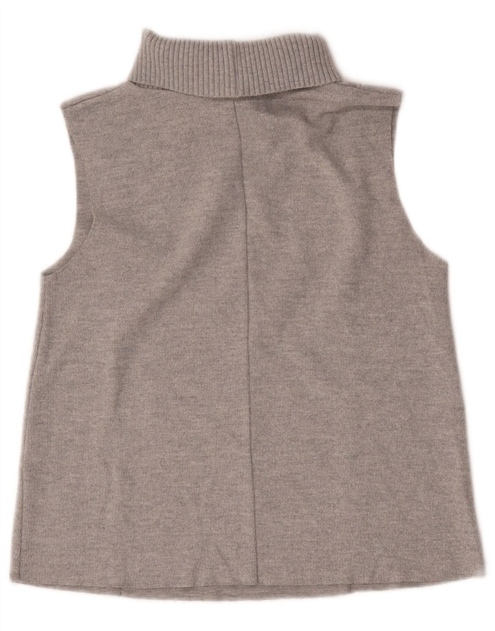 Zara Womens Roll Neck Vest Tank Top UK 10 Small Grey Polyester