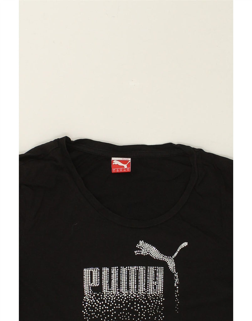 PUMA Womens Graphic T-Shirt Top UK 14 Medium Black | Vintage Puma | Thrift | Second-Hand Puma | Used Clothing | Messina Hembry 