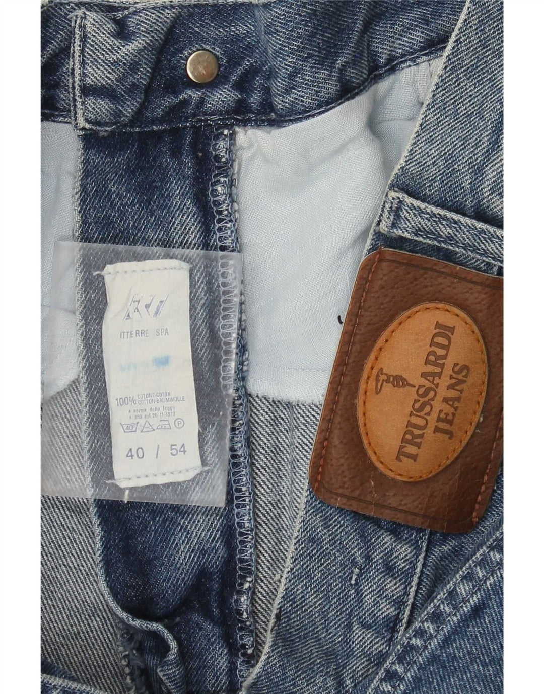 Trussardi Mens Straight Jeans W34 L31 Blue Cotton