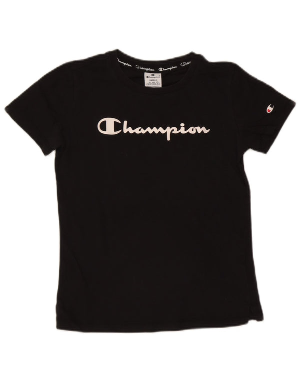 Champion Womens Graphic T-Shirt Top UK 10 Small Black Cotton