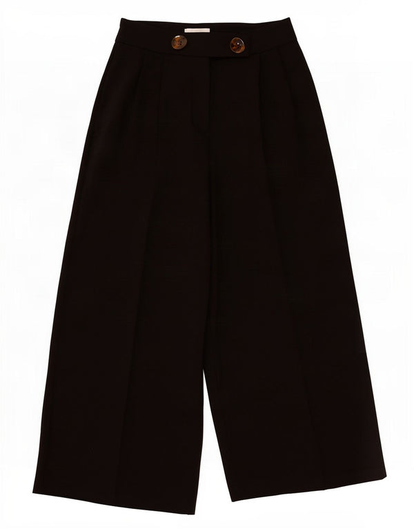 Topshop Womens High Waist Wide Leg Capri Trousers UK 6 XS W26 L22 Black