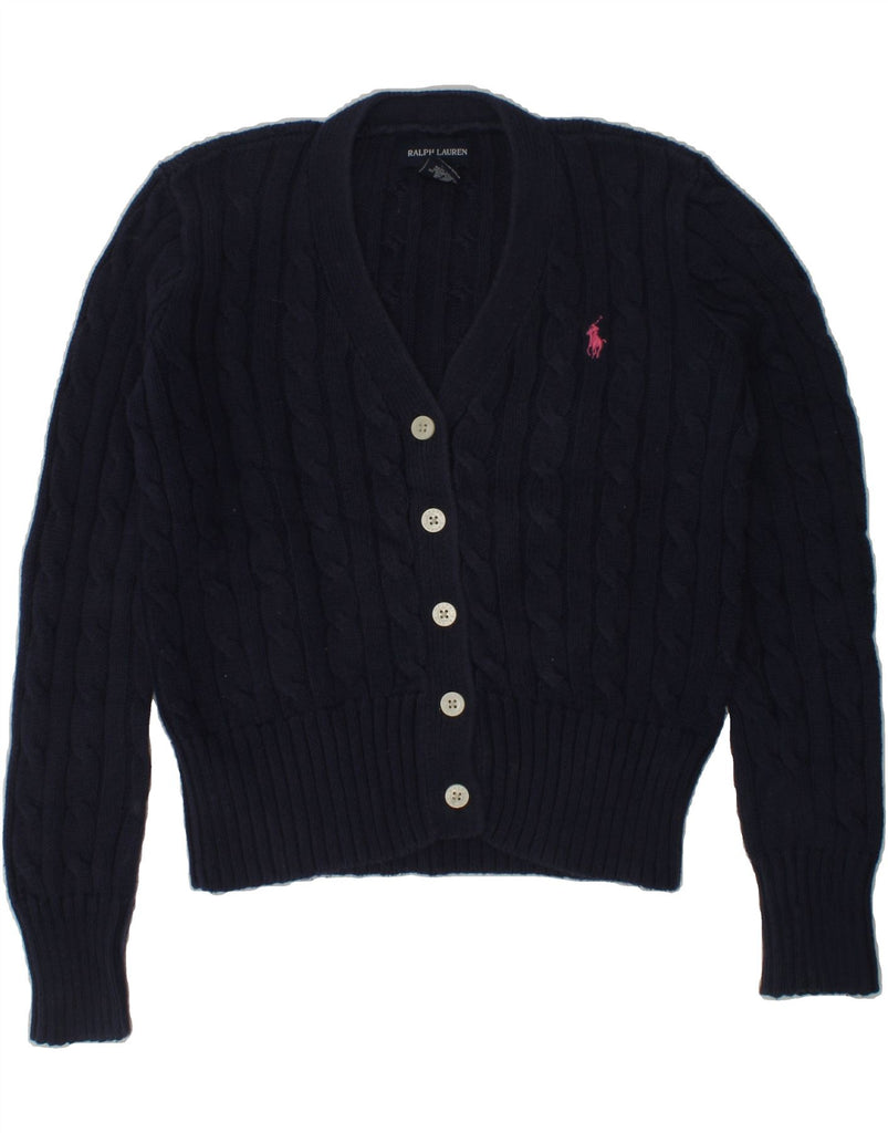 RALPH LAUREN Girls Cardigan Sweater 8-9 Years Medium  Navy Blue Cotton | Vintage Ralph Lauren | Thrift | Second-Hand Ralph Lauren | Used Clothing | Messina Hembry 