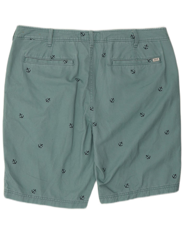 Abercrombie & Fitch Mens Graphic Chino Shorts W36 Large Blue Cotton