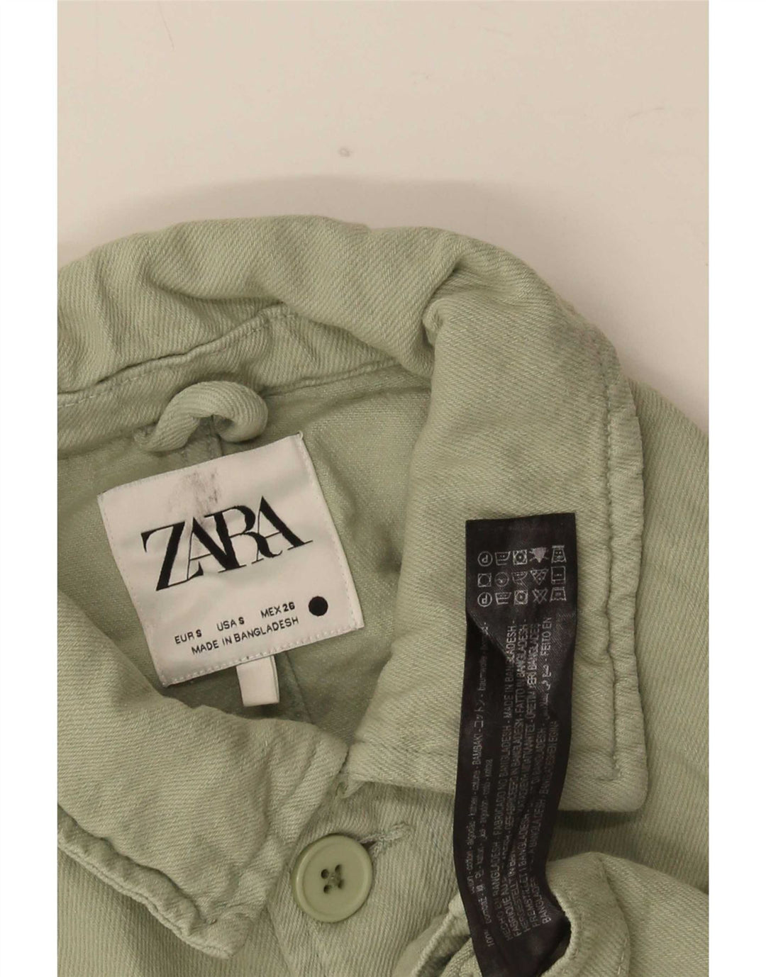 Zara Mens Utility Jacket UK 36 Small Green Cotton