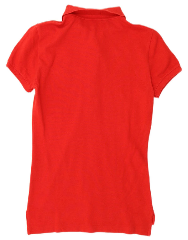 Ralph Lauren Womens Graphic Skinny Polo Shirt UK 6 XS Red Cotton