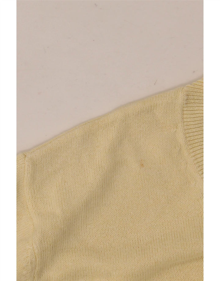 MARKS & SPENCER Mens Regular Fit V-Neck Jumper Sweater Large Beige Cotton