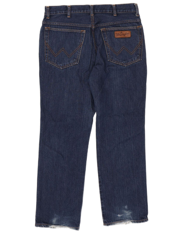 Wrangler Mens Straight Jeans W34 L30 Navy Blue Cotton