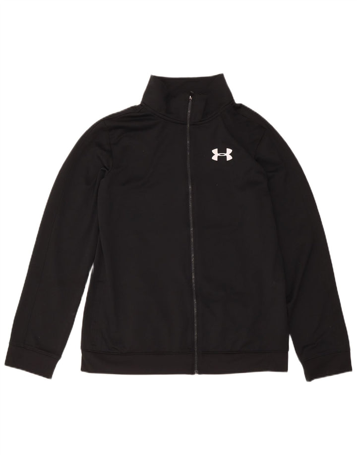 Under Armour Boys Tracksuit Top Jacket 14-15 Years XL Black Polyester