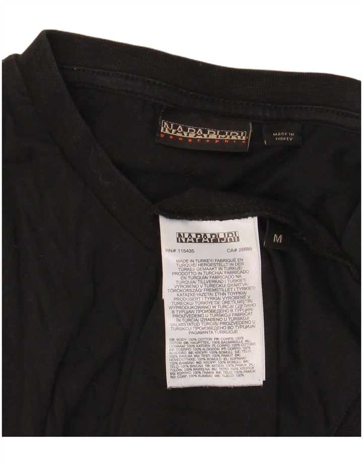 Napapijri Mens Graphic T-Shirt Top Medium Black Cotton