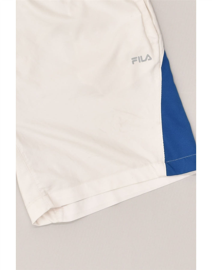 FILA Mens Sport Shorts Small White Colourblock | Vintage Fila | Thrift | Second-Hand Fila | Used Clothing | Messina Hembry 