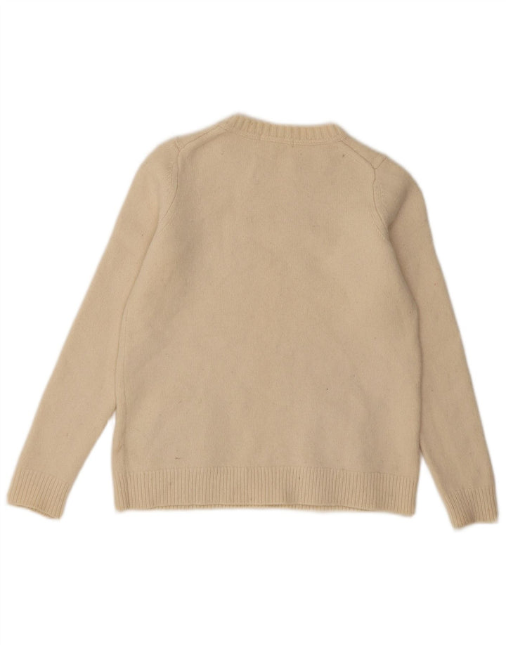 Boden Womens Crew Neck Jumper Sweater UK 10 Small Beige Colourblock Wool