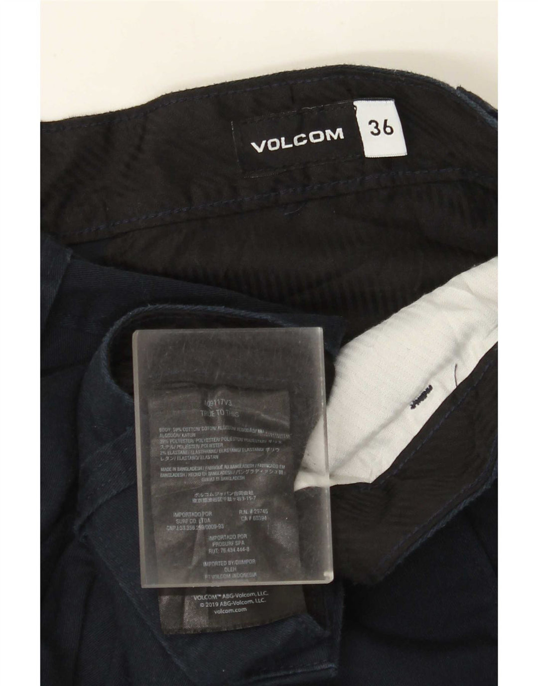 Volcom Mens Chino Shorts W36 Large Navy Blue Cotton