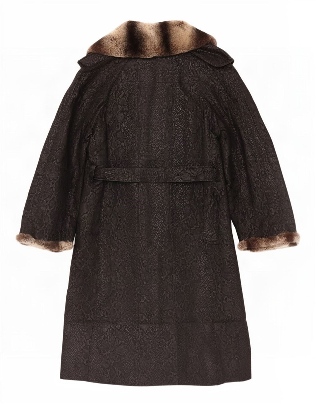 Vintage Womens Leather Coat UK 10 Small Black Animal Print