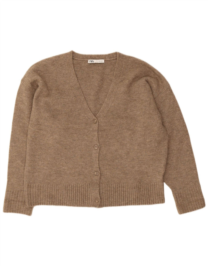 Zara Womens Oversized Cardigan Sweater UK 14 Medium Brown Acrylic