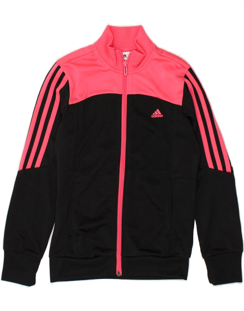 ADIDAS Girls Tracksuit Top Jacket 9-10 Years Black Colourblock Polyester | Vintage Adidas | Thrift | Second-Hand Adidas | Used Clothing | Messina Hembry 