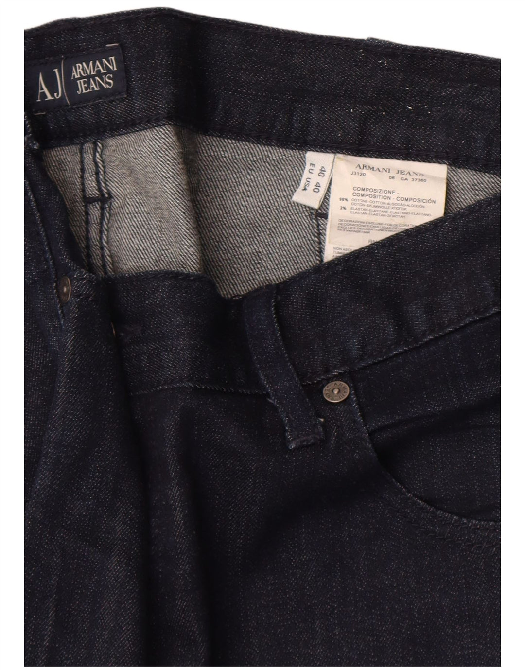 ARMANI Mens Straight Jeans W40 L34 Navy Blue Cotton