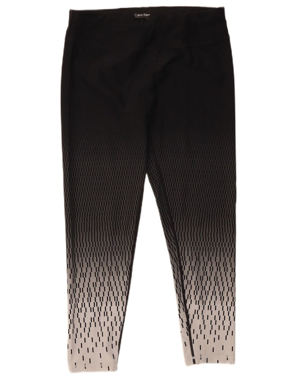 Calvin Klein Womens Leggings UK 14 Large Black Geometric