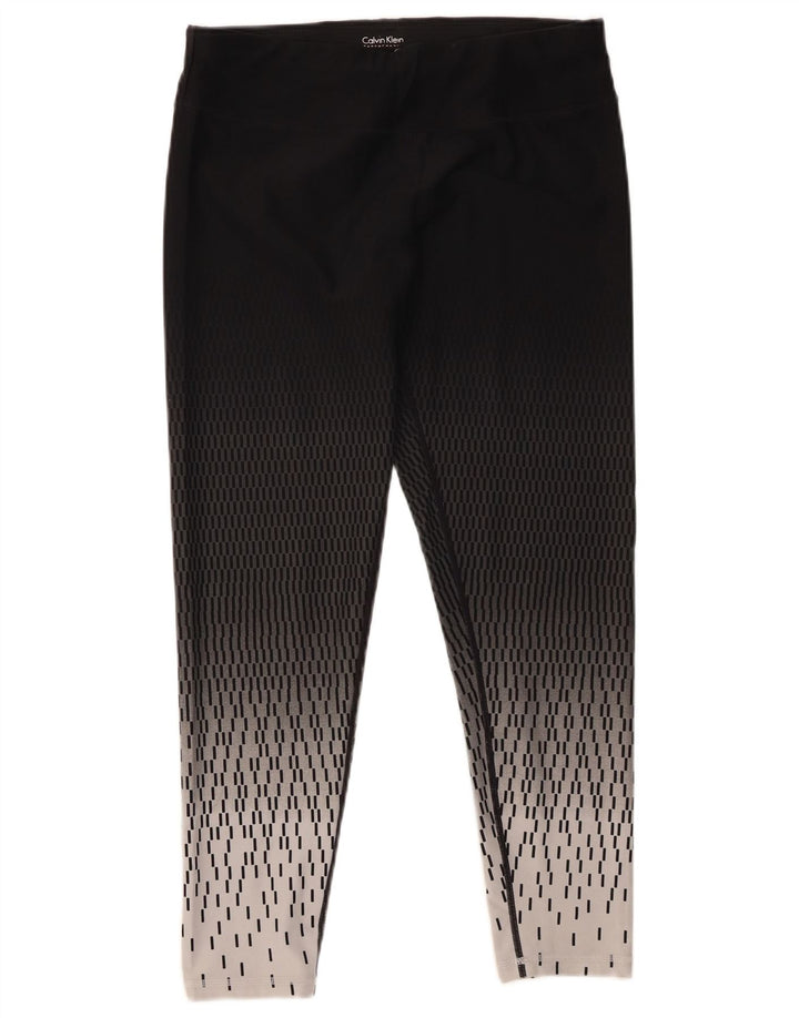 Calvin Klein Womens Leggings UK 14 Large Black Geometric