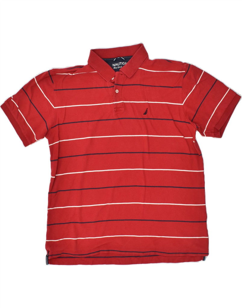 NAUTICA Mens Polo Shirt Large Red Striped Cotton | Vintage Nautica | Thrift | Second-Hand Nautica | Used Clothing | Messina Hembry 