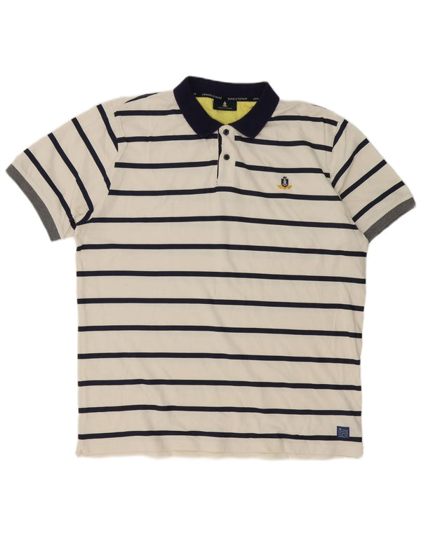 Armata Di Mare Mens Rugby Polo Shirt 3XL White Striped Cotton