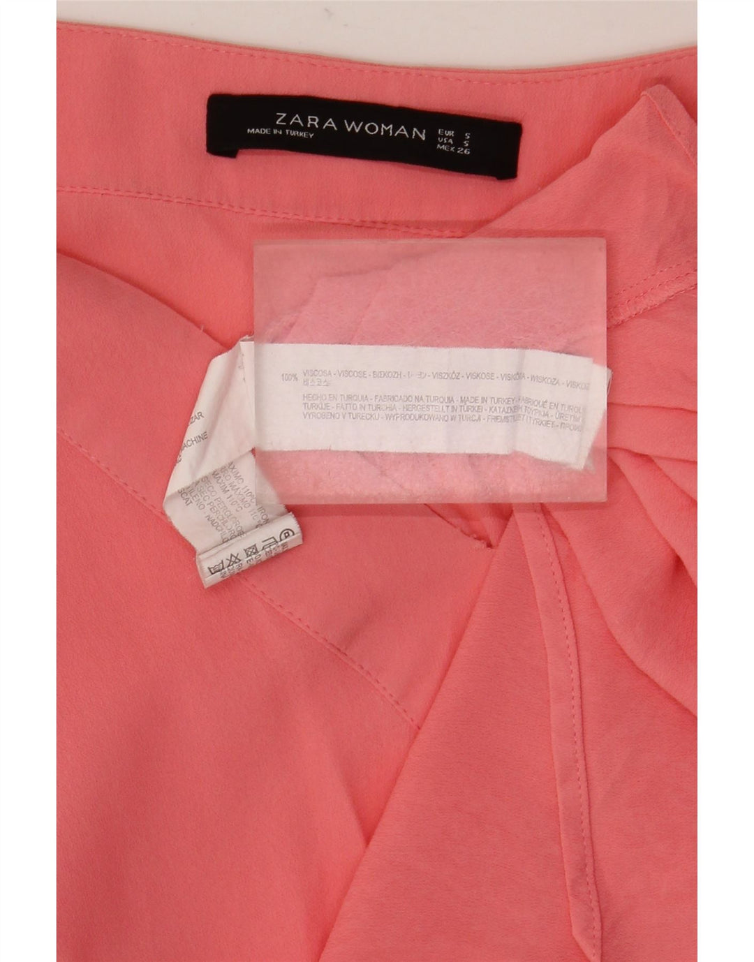 Zara Womens Long Sleeve Tunic Top UK 10 Small Pink Viscose