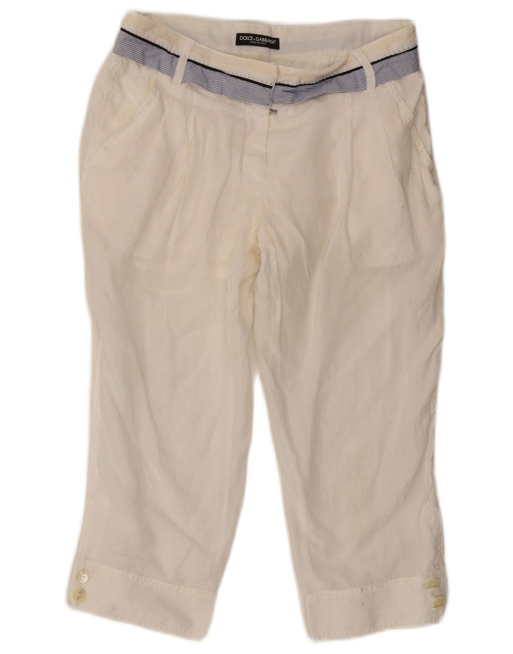 Dolce & Gabbana Womens Pegged Capri Trousers IT 42 Medium W30 L21 White