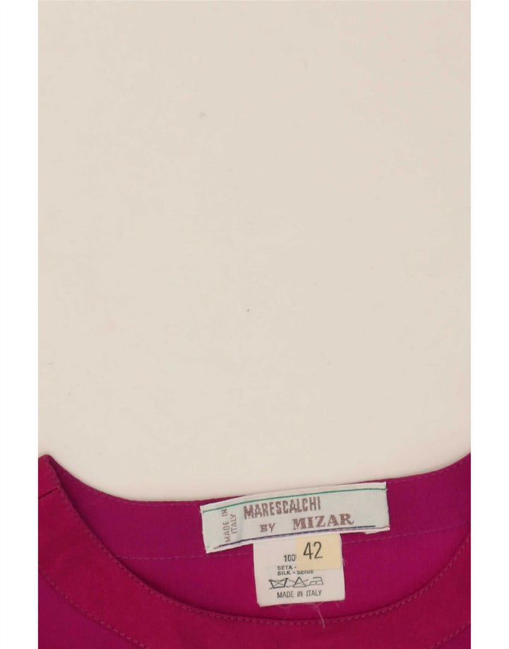 Mizar Womens Long Sleeve Blouse Top IT 42 Medium Pink Silk