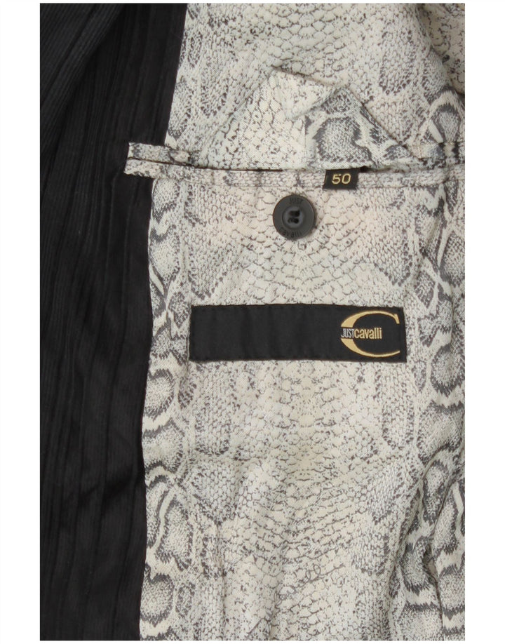 Just Cavalli Mens 2 Button Blazer Jacket IT 50 Large Black Striped Cotton
