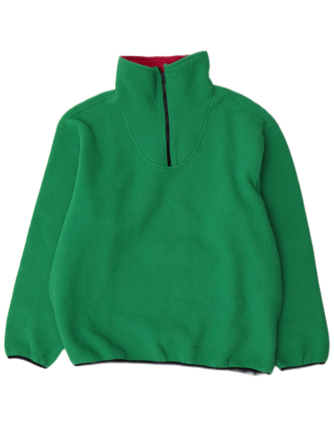 Sisley Mens Zip Neck Fleece Jumper Medium Green Polyester