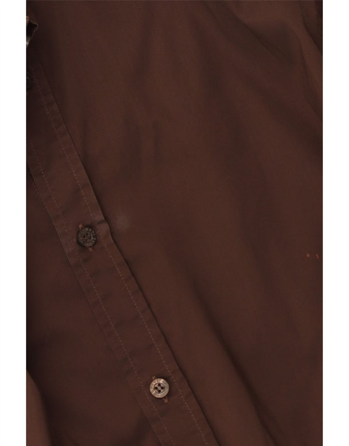 Trussardi Jeans Mens Shirt 2XL Brown Cotton