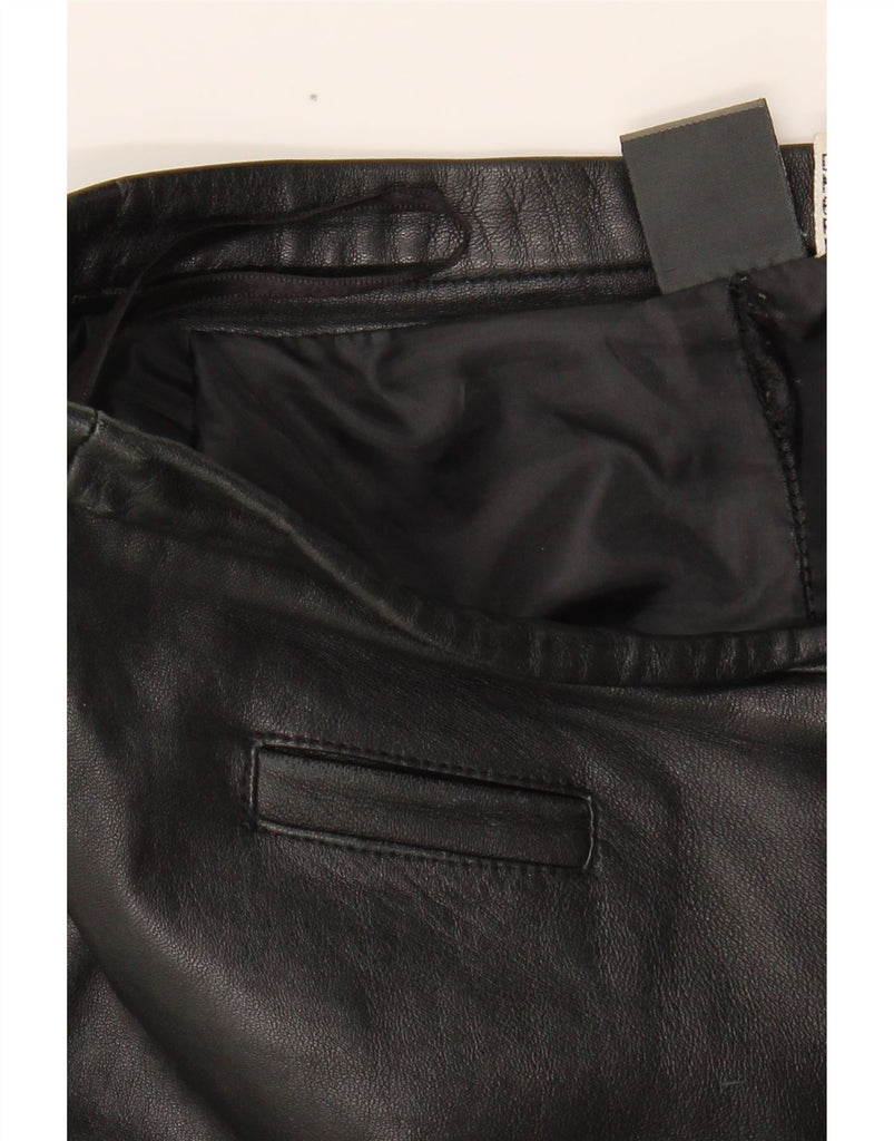 VINTAGE Womens Leather Straight Trousers UK 14 Large W34 L28 Black Leather Vintage Vintage and Second-Hand Vintage from Messina Hembry 