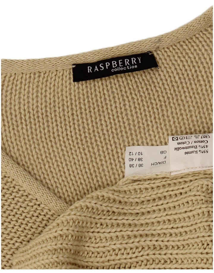 RASPBERRY Womens Cardigan Sweater UK 10/12 Small Beige Cotton