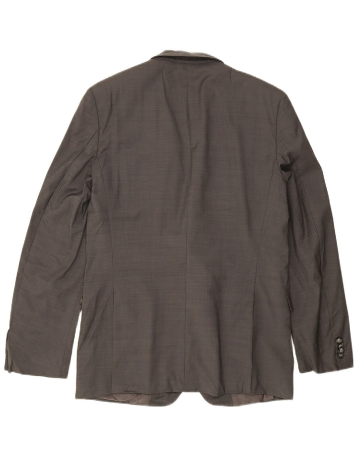 Hugo Boss Mens Longline 2 Button Blazer Jacket UK 42 XL Grey Wool