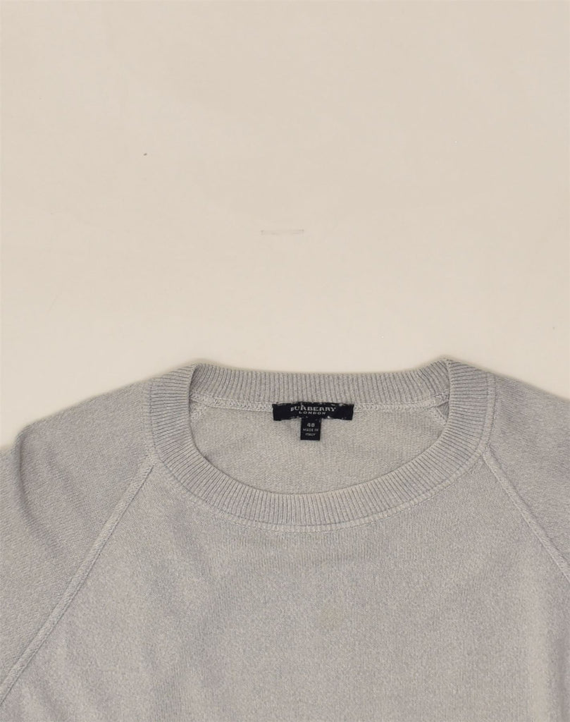 BURBERRY Mens Crew Neck Jumper Sweater IT 48 Small Grey Cotton | Vintage Burberry | Thrift | Second-Hand Burberry | Used Clothing | Messina Hembry 