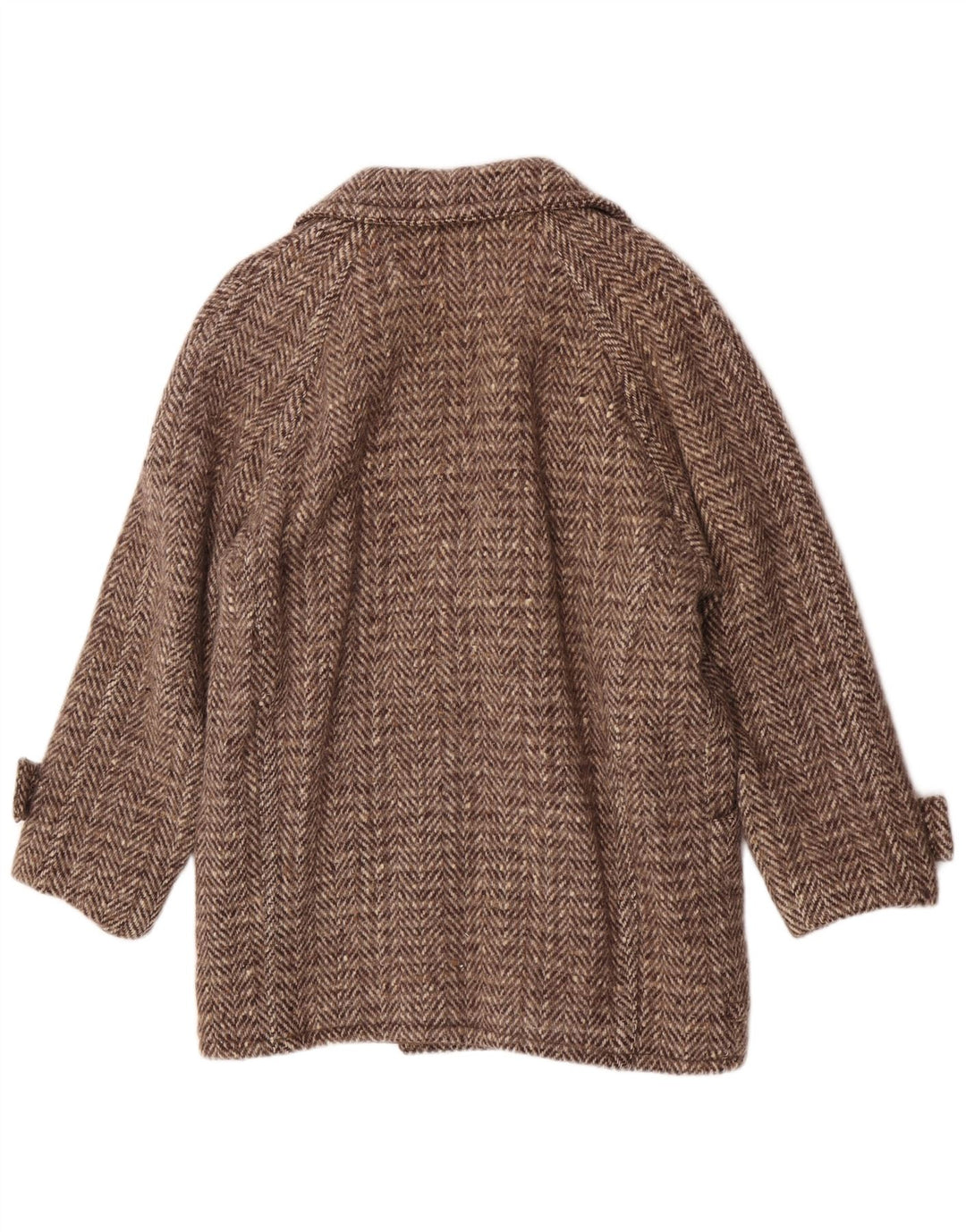 Vintage Mens Pea Coat UK 36 Small Brown Herringbone