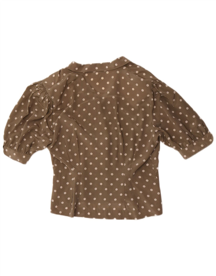 Andrea Mare Womens Short Sleeve Shirt Blouse IT 46 Large Grey Polka Dot