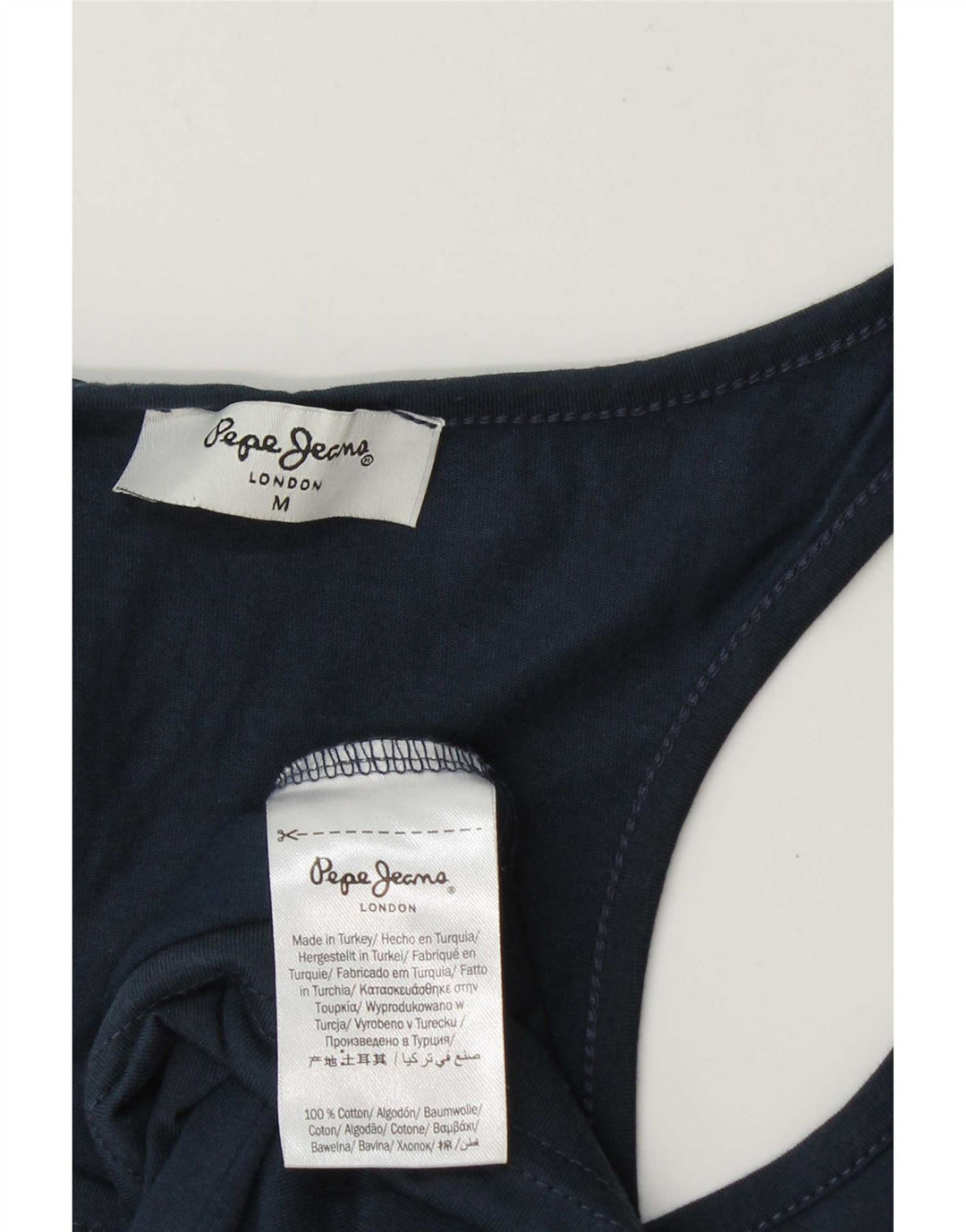 PEPE Jeans Mens Graphic Vest Top Medium Navy Blue Cotton