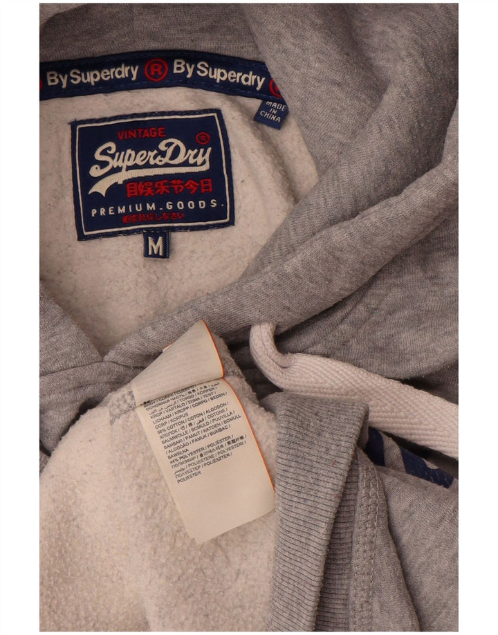 Superdry Mens Graphic Hoodie Jumper Medium Grey Flecked Cotton