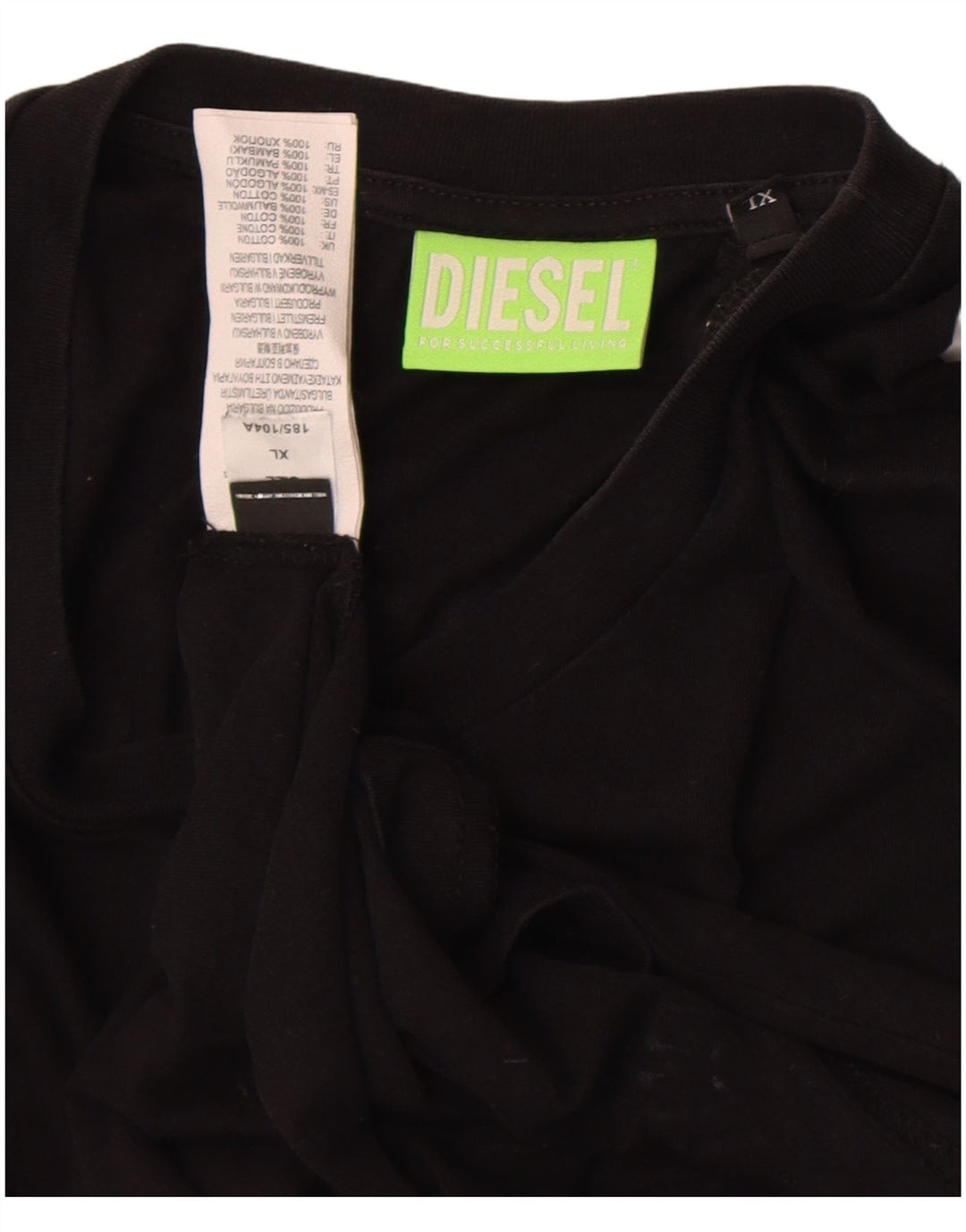Diesel Mens Graphic T-Shirt Top XL Black Cotton