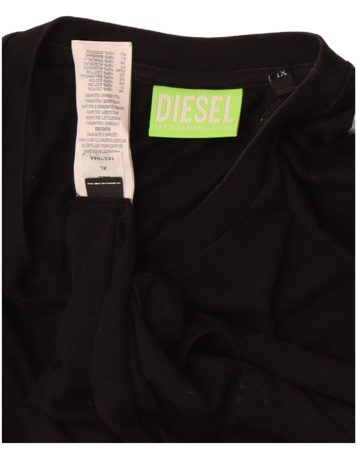 Diesel Mens Graphic T-Shirt Top XL Black Cotton