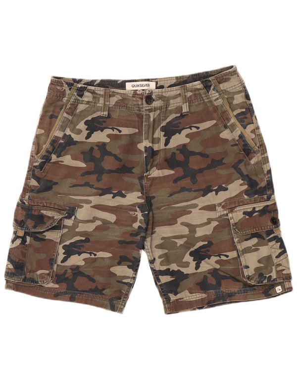 Quiksilver Mens Regular Cargo Shorts W32 Medium  Khaki Camouflage Cotton