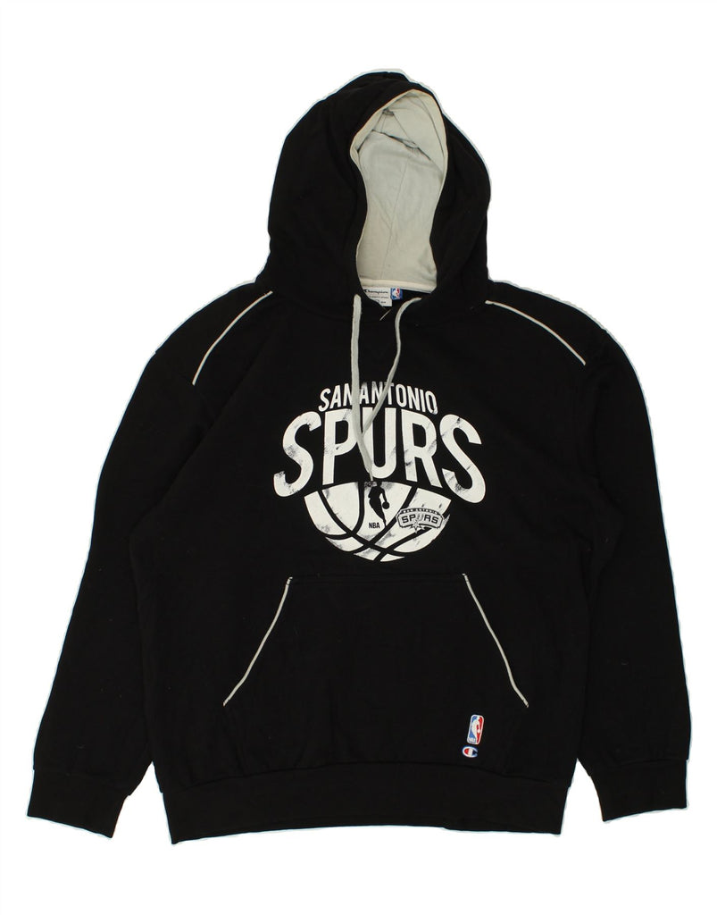 CHAMPION Mens San Antonio Spurs Graphic Hoodie Jumper XL Black Cotton | Vintage Champion | Thrift | Second-Hand Champion | Used Clothing | Messina Hembry 