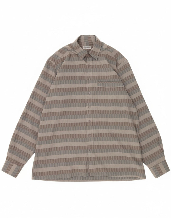 CACHAREL Mens Shirt Size 39 Medium Grey Striped