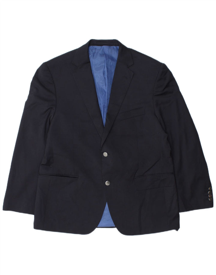 Marks & Spencer Mens 2 Button Blazer Jacket UK 42 XL Navy Blue Polyester