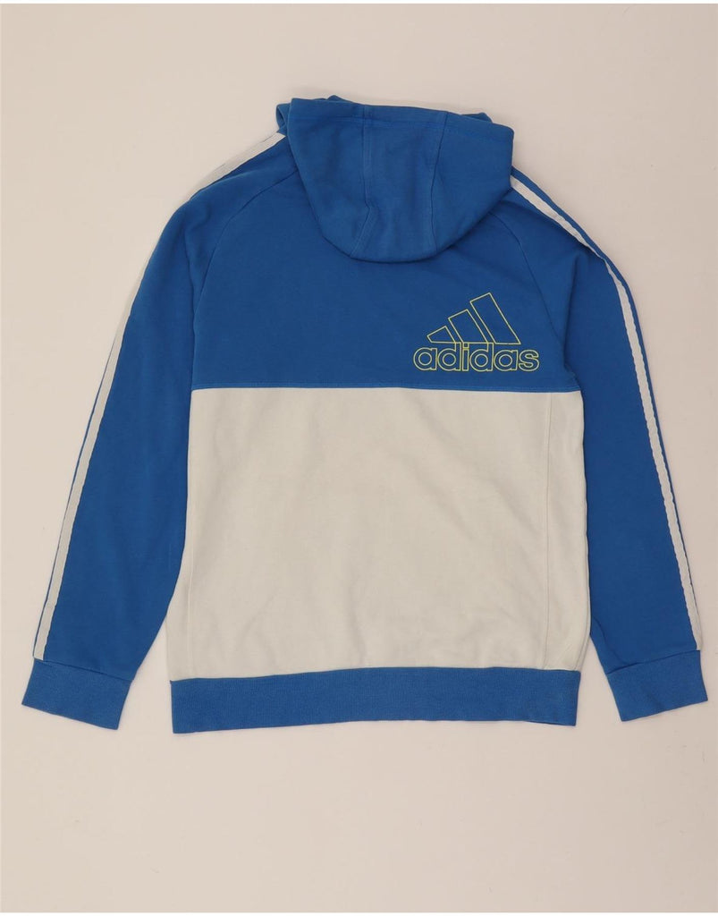ADIDAS Mens Graphic Hoodie Jumper Small Blue Colourblock Cotton Vintage Adidas and Second-Hand Adidas from Messina Hembry 